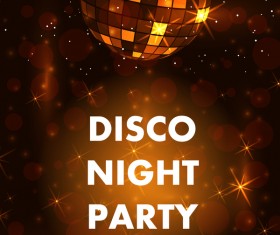 Disco night party poster with neon background vector