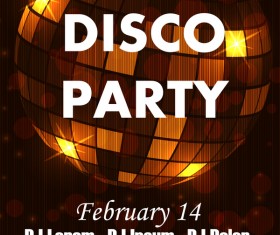 Disco party poster with flyer template vector 01