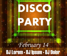 Disco party poster with flyer template vector 03