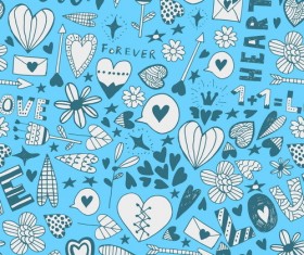 Doodle heart seamless pattern vector 01