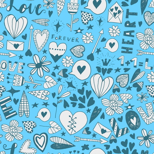 Doodle heart seamless pattern vector 01