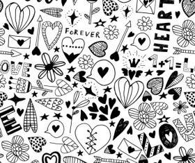 Doodle heart seamless pattern vector 02