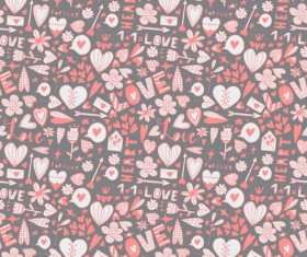 Doodle heart seamless pattern vector 04