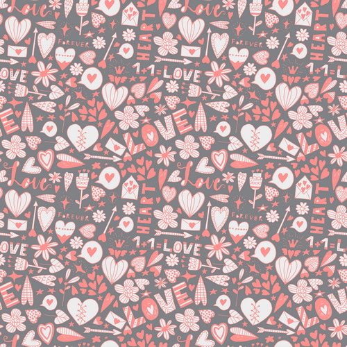Doodle heart seamless pattern vector 04