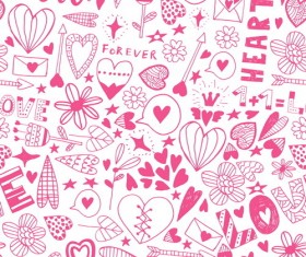 Doodle heart seamless pattern vector 05