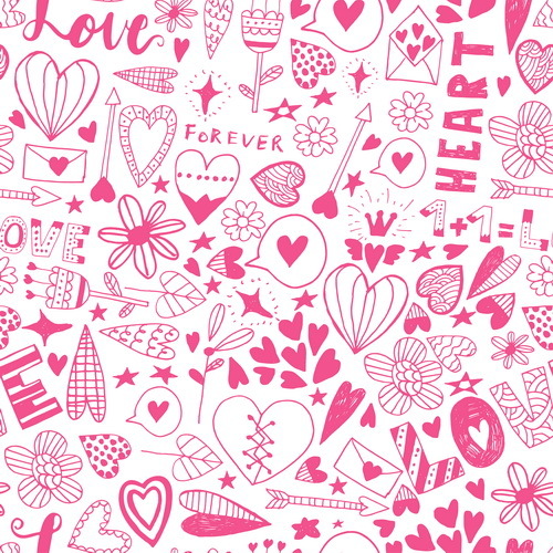 Doodle heart seamless pattern vector 05