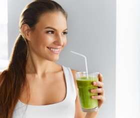 Drink vegetable juice woman Stock Photo