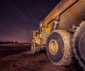 Dump truck under the night Stock Photo