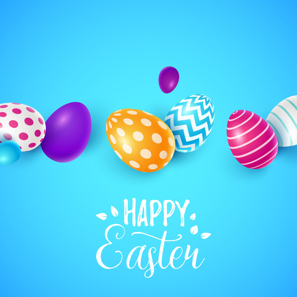 Easter egg with blue backgrounds vector 01