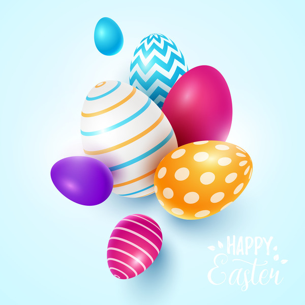 Easter egg with blue backgrounds vector 02