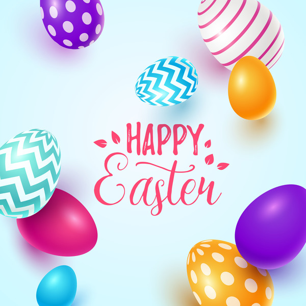 Easter egg with blue backgrounds vector 03