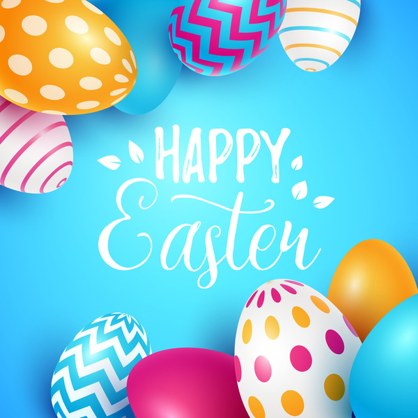 Easter egg with blue backgrounds vector 04