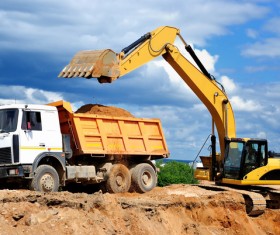Excavator and dump truck Stock Photo 01