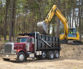 Excavator and dump truck Stock Photo 03