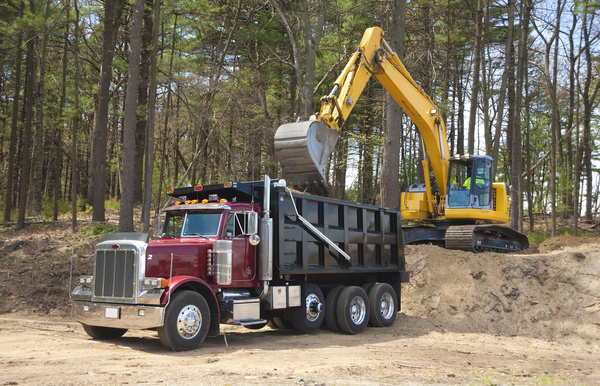Excavator and dump truck Stock Photo 03
