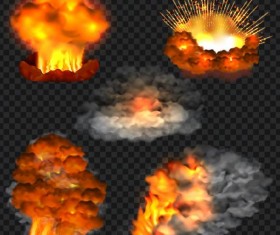 Explosion and fire effect vector illustration