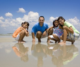 Family Vacation Beach group photo Stock Photo 02
