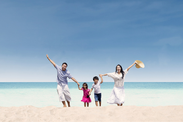 Family Vacation Beach Group photo Stock Photo 03