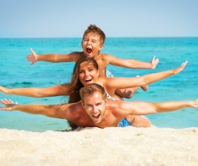 Family Vacation Beach Group photo Stock Photo 05