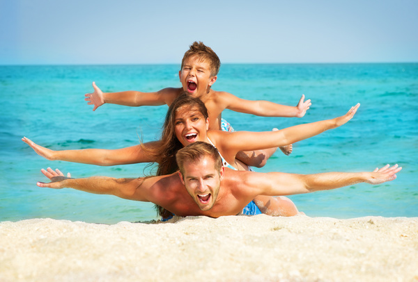 Family Vacation Beach Group photo Stock Photo 05