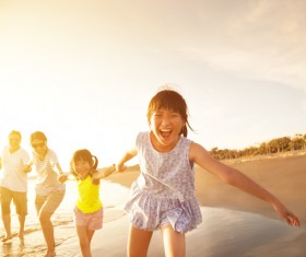 Family Vacation Beach Group photo Stock Photo 07