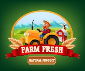 Farm organic food label vector 03