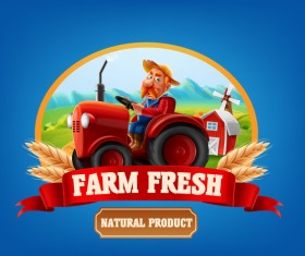 Farm organic food label vector 04