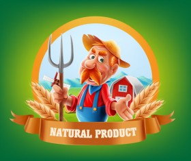 Farm organic food label vector 07