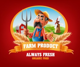 Farm organic food label vector 08