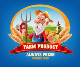 Farm organic food label vector 09