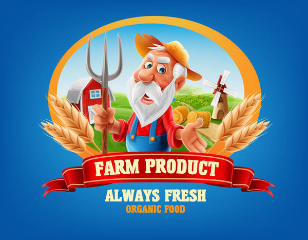 Farm organic food label vector 09