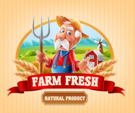 Farm organic food label vector 10