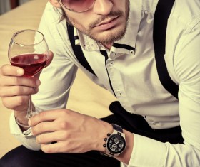 Fashionable men drinking Stock Photo