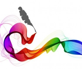 Feather pen with abstract wave background vector