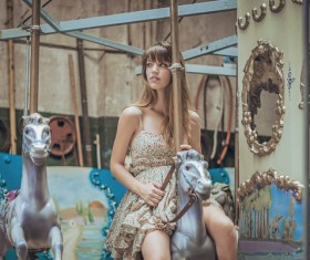 Finding memories of childhood girl Stock Photo