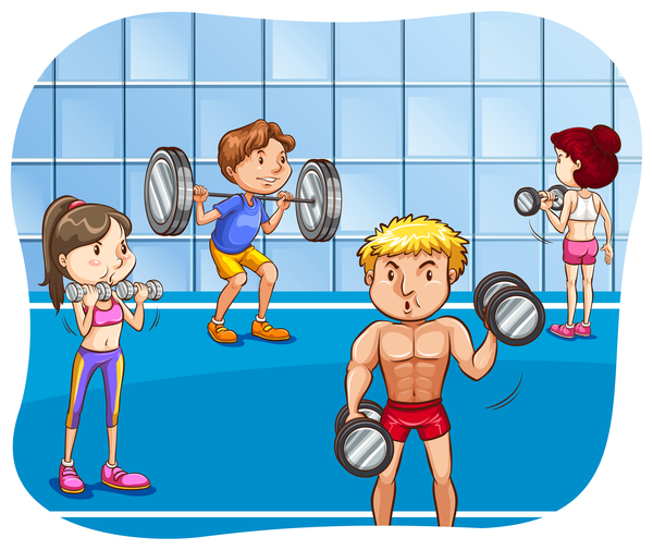 Fitness cartoon people vector 01 free download