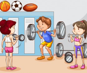 Fitness cartoon people vector 02