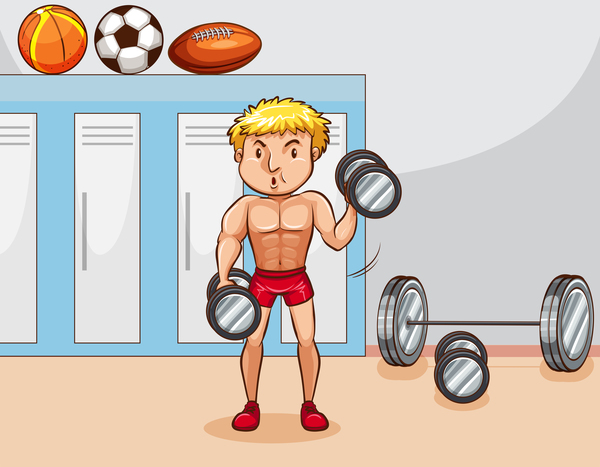 Fitness cartoon people vector 03 free download