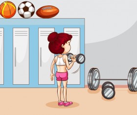 Fitness cartoon people vector 04