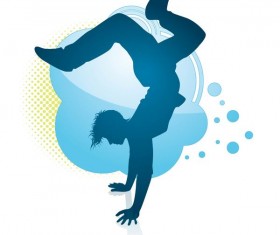 Fitness dance blue silhouette vector material 01