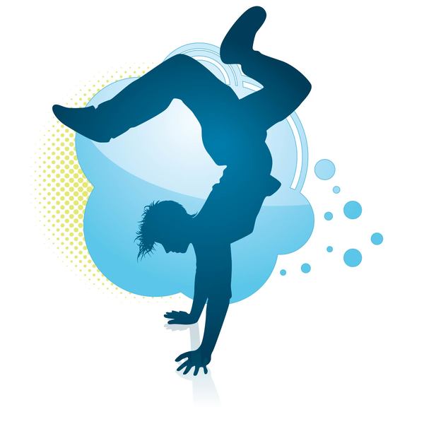 Fitness dance blue silhouette vector material 01