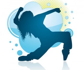 Fitness dance blue silhouette vector material 02