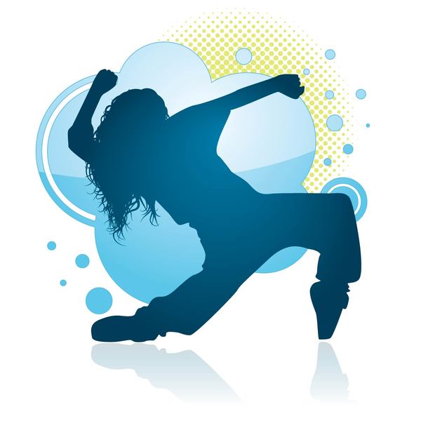 Fitness dance blue silhouette vector material 02