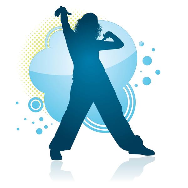 Fitness dance blue silhouette vector material 03