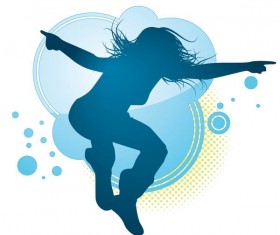 Fitness dance blue silhouette vector material 04