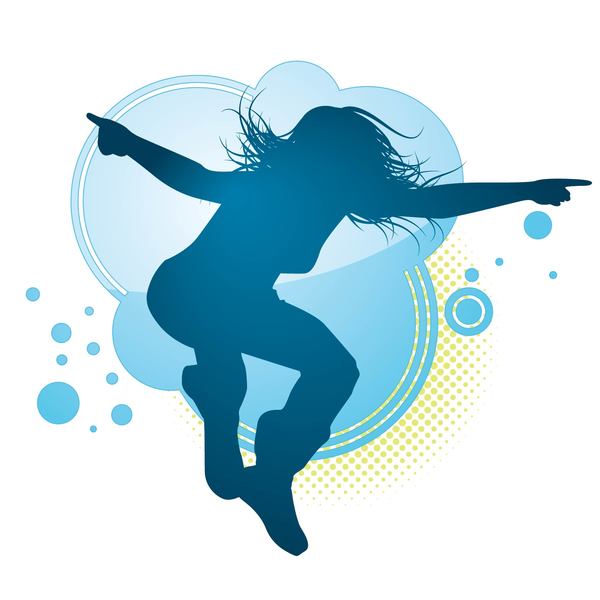 Fitness dance blue silhouette vector material 04