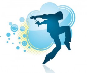 Fitness dance blue silhouette vector material 05