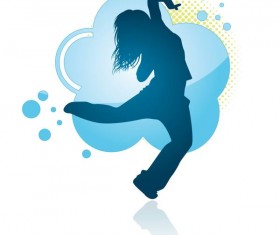 Fitness dance blue silhouette vector material 06