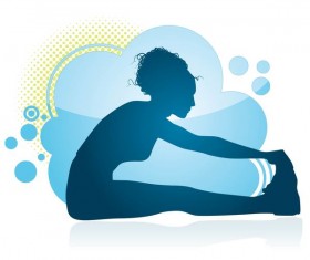 Fitness dance blue silhouette vector material 07