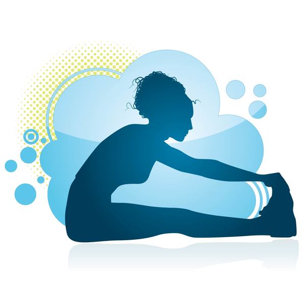 Fitness dance blue silhouette vector material 07